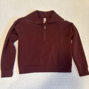 Spanx Air Essentials Burgundy half zip Small